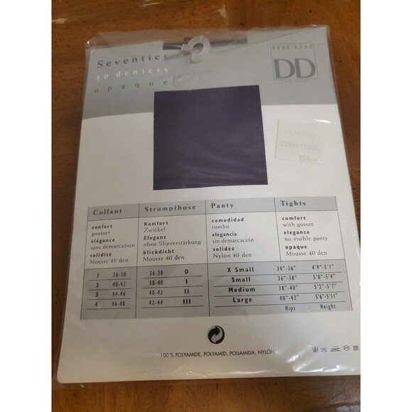 Dore Dore Strumpfhose Black Opaque Tights French Size 2 New Made in France - Picture 2 of 2